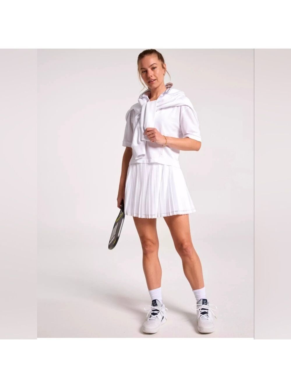 CALIA Pure White Pleated Mesh Skort Size Large